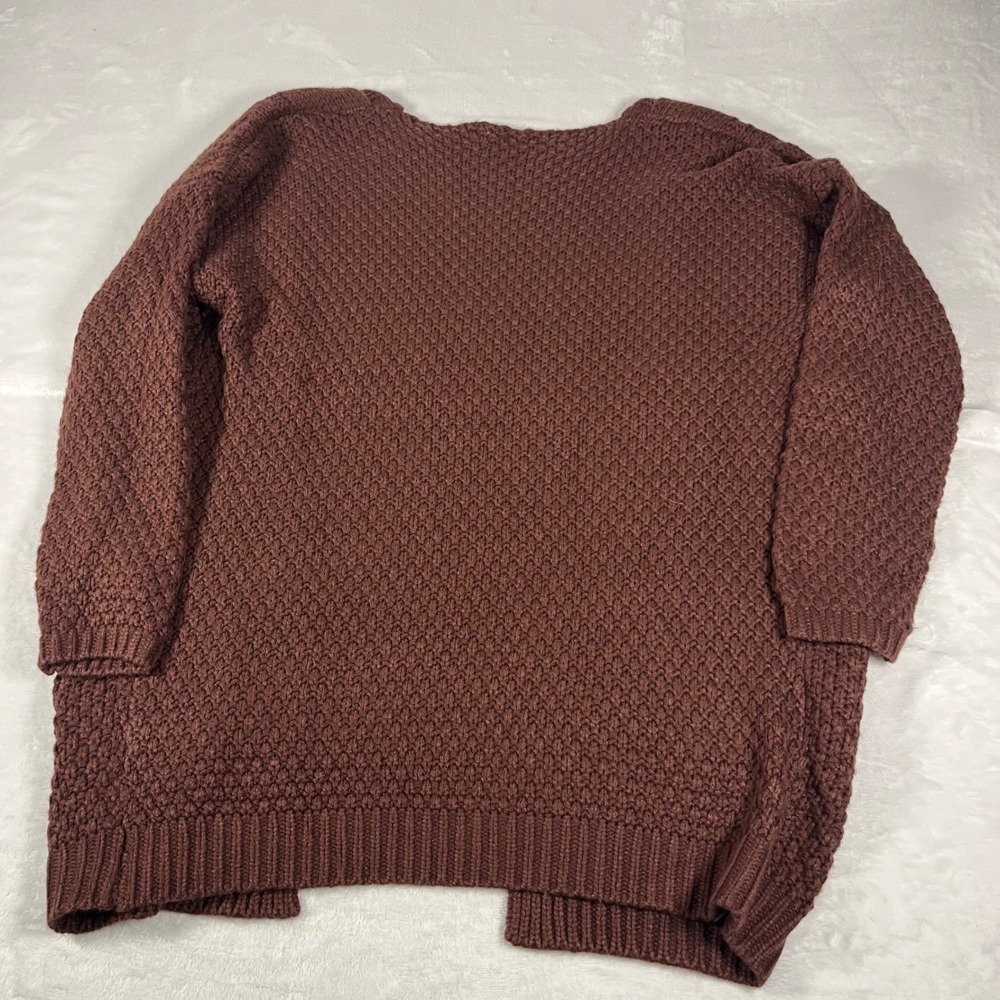 Unbranded Women Brown Cable Knit Open Front Cardigan Wool Blend Sweater M/L - Picture 2 of 7